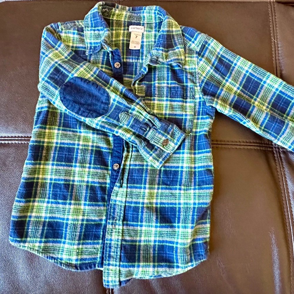 Carter’s blue and green plaid button down flannel